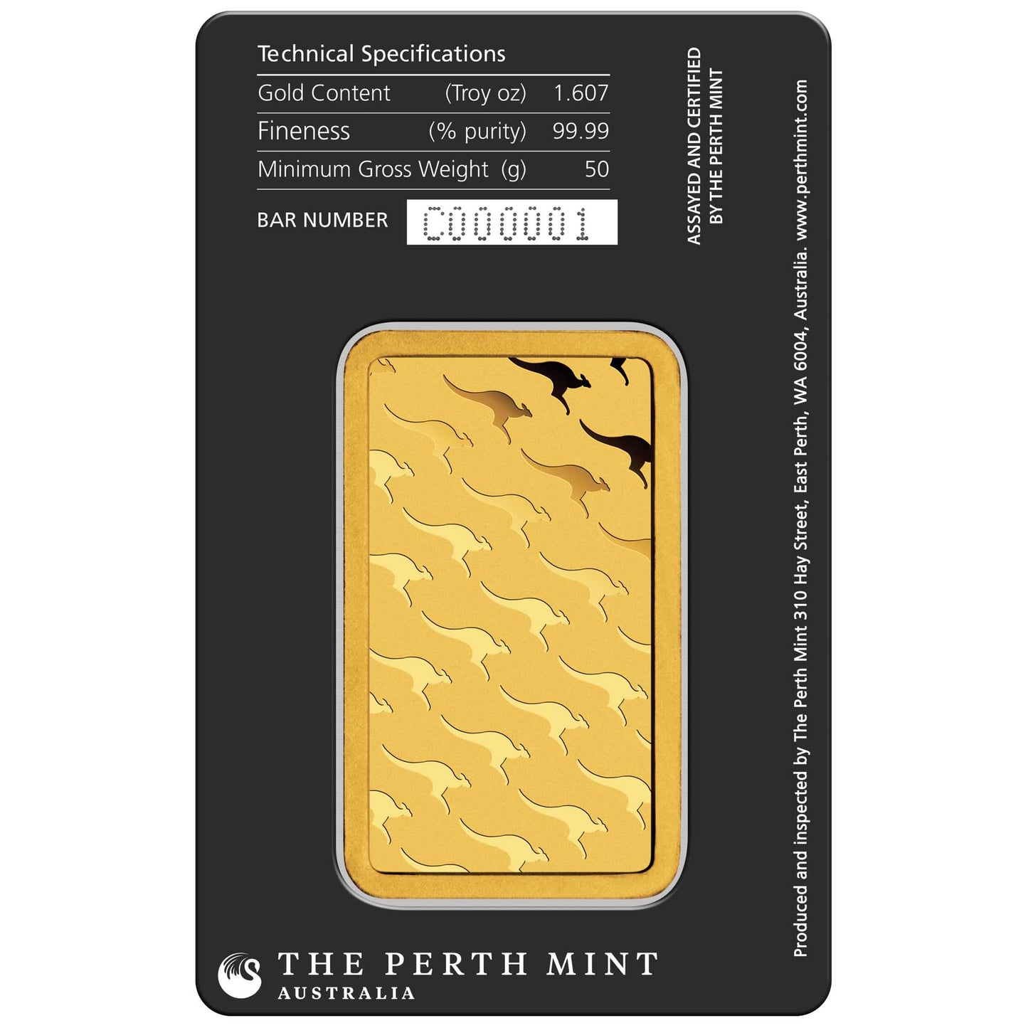 50g Peth Mint Gold Bar