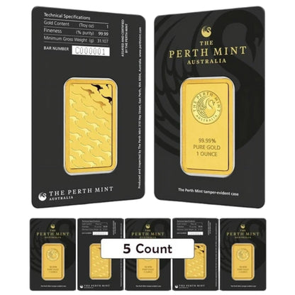 Lot of 5 - 1 oz Perth Mint Gold Bar