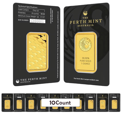 Lot of 10 - 1 oz Perth Mint Gold Bar