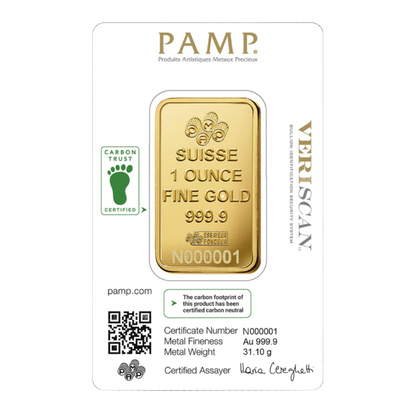 1 oz PAMP Suisse Lady Fortuna Veriscan Gold Bar