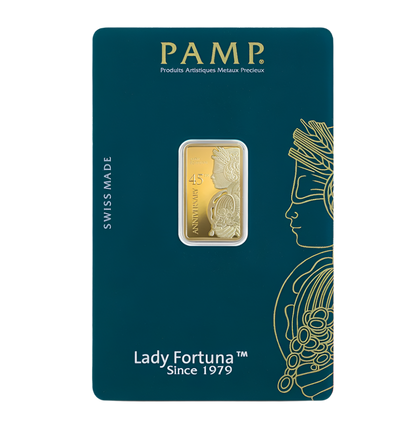 PAMP Suisse is celebrating the 45th anniversary 5 gramm gold bar