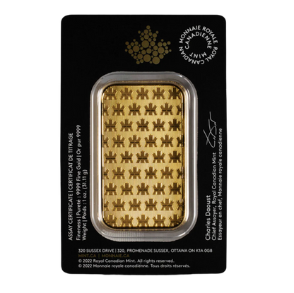 1oz (RCM) Royal Canadian Mint Gold Bar (New w/ Assay)