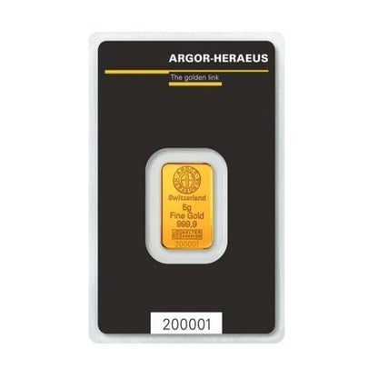 5g Argor-Heraeus Classic Gold Minted Bar